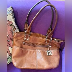 Giani Bernini Brown Leather Shoulder Bag with Silver Charm